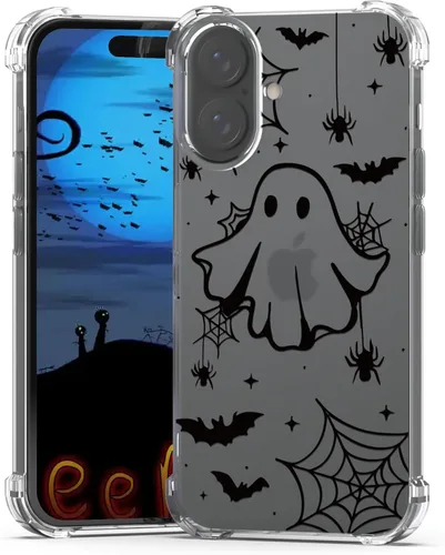 Miniatura 33 de Funda de Halloween para Google Pixel 6A transparente con diseños de murciélagos fantasmas, funda para teléfono para niñas, elegante, delgada, a