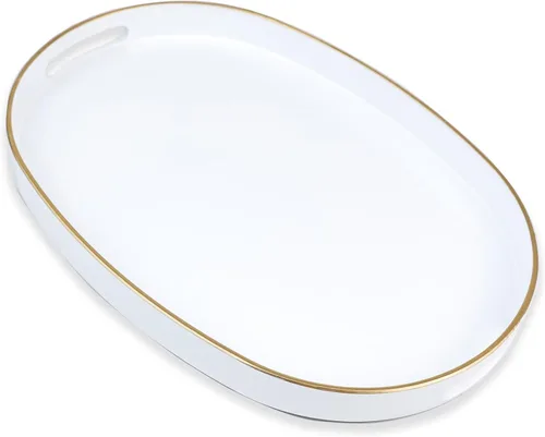 Miniatura 13 de Bandeja decorativa redonda negra con asas, bandeja versátil de 13 pulgadas para mesa de café, otomana, ideal para servir, exhibir y organizar