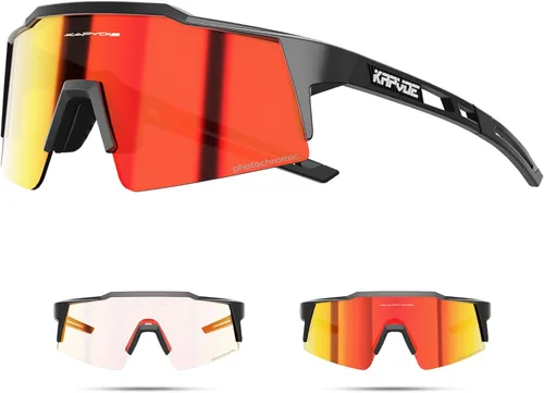 Miniatura 14 de KAPVOE Gafas de ciclismo fotocromáticas MTB Gafas de sol transparentes para bicicleta de montaña, gafas de transición, deportes de béisbol y correr