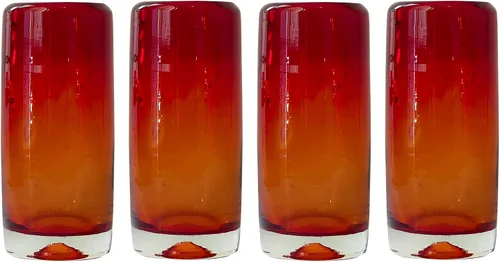 Miniatura 13 de Specialty - Vasos de tequila mexicanos, soplados a mano con color y textura únicos, juego de 4 piezas (borde azul)