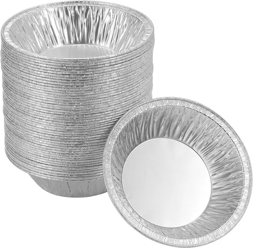 Waytiffer Paquete de 50 moldes para tartas de 5 pulgadas, mini latas para tartas de papel de aluminio desechables resistentes, moldes para hornear
