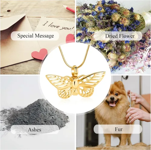 Miniatura 31 de Minicremation Joyas de cremación para cenizas – Collar conmemorativo de mariposa con colgante de urna para cenizas de seres queridos
