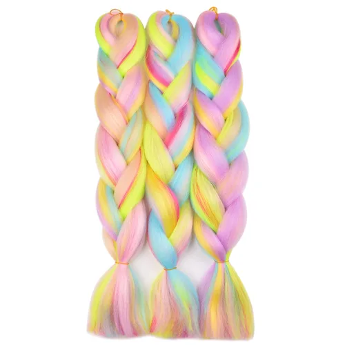 Miniatura 12 de Cabello trenzado ombré (rosa/rosa claro), 3 extensiones de cabello trenzado jumbo para trenzas de caja de 24 pulgadas, sello de agua caliente, suave