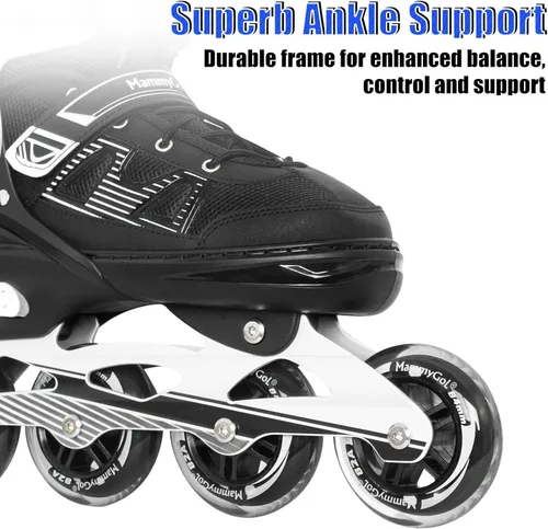 Miniatura 2 de MammyGol Patines en línea para adultos para hombres y mujeres, rodillos con cuchillas con rodamientos de acero al carbono, freno TPR, malla 3D