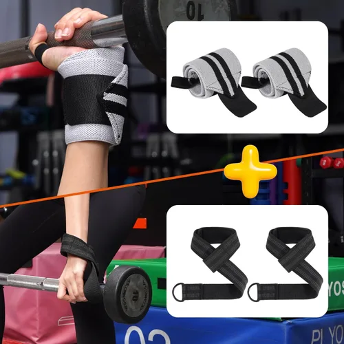 Miniatura 2 de Correas de elevación y muñequeras, correas de muñeca de 24 pulgadas de neopreno acolchado para levantamiento de pesas, levantamiento de pesas
