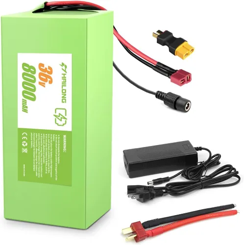 Paquete de Energía Universal Recargable de 36V 8Ah con Adaptador de 42V 2A | BMS de 20A y Diseño Impermeable (Sistemas de 200-500W)