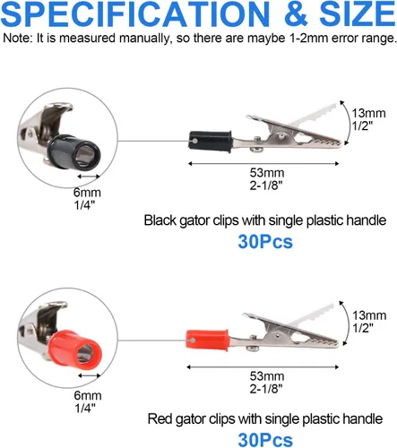 Miniatura 2 de Glarks Kit surtido de abrazaderas de cocodrilo de metal de 2.087 in, kit surtido de abrazaderas de prueba eléctricas de cocodrilo, kit surtido