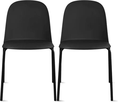 Miniatura 47 de 2xhome Silla de comedor moderna apilable sin brazos Asiento de plástico con patas de metal Uso en interiores o exteriores Patio de cocina