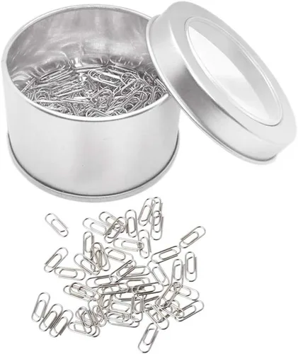 Miniatura 13 de 200 mini clips de papel negro de níquel negro, bonitos clips de papel de 3/5 pulgadas, acero inoxidable en hojalata plateada, soportes para oficina