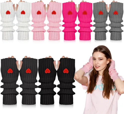 Miniatura 10 de Berlune 6 pares de mangas de brazo kawaii para mujer y niñas, calentadores de brazos de estilo japonés Y2K para disfraz escolar, 6