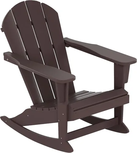 Miniatura 133 de WestinTrends Silla mecedora Malibu de poliéster para exterior/patio Adirondack, Negra