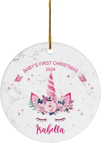 Miniatura 10 de FLOCHIL Adorno personalizado para la primera Navidad del bebé 2024 para niña, adorno personalizado de primera Navidad para bebés 2024 con nombre