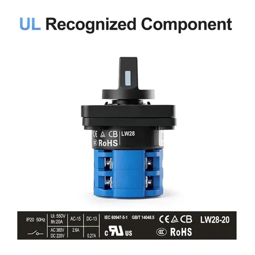 Miniatura 2 de Baomain Interruptor de cambio rotativo, 20A 3 posiciones, selector de leva de 8 terminales con selección de circuito 1-0-2, certificado UL