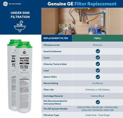 Miniatura 4 de GE Reemplazo del filtro de agua para debajo del fregadero, flujo doble, reduce los sedimentos, el óxido y otras impurezas del agua, se adapta al