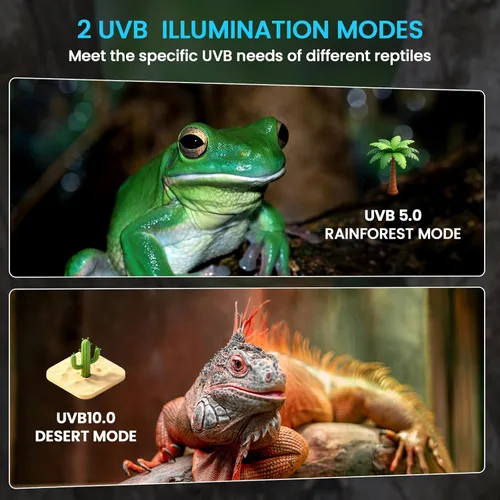 Miniatura 3 de GlowUp Luz de reptil UVB con atenuación, UVA UVB 10.0 para reptiles de selva tropical y desierto UVB5.0 y UVB10.0, brillo ajustable UVB lámpara