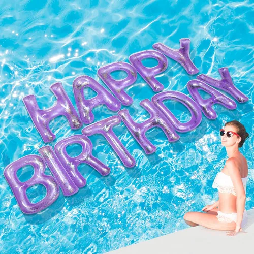 Miniatura 16 de Shappy Globos flotantes grandes de letras flotantes de 20 pulgadas con puntos adhesivos, decoraciones inflables de piscina para fiesta de cumpleaños