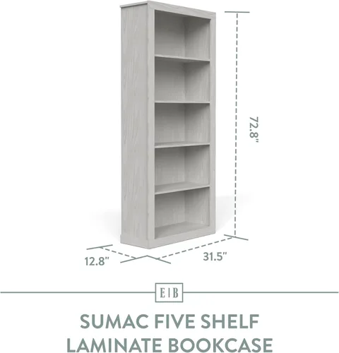 Miniatura 2 de Edenbrook Sumac - Estantería organizadora de 5 estantes para muebles de dormitorio u oficina en casa, estantería blanca de 12.8 pulgadas