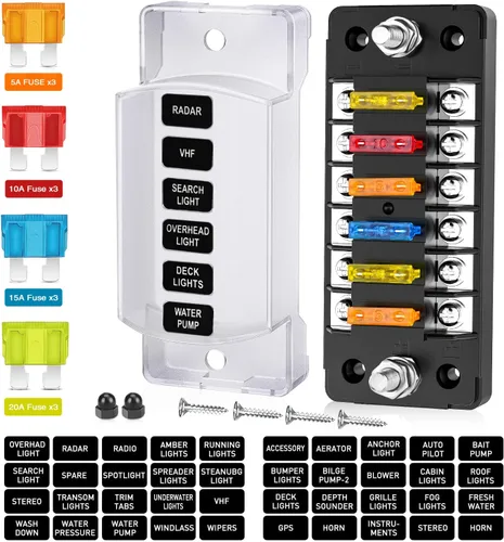 Miniatura 12 de Nilight - Bloque de fusibles de hoja de 6 vías 50055F, 6 circuitos con caja de fusibles de bus negativo con indicador LED ATO/ATC Panel de fusibles
