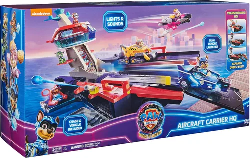 Miniatura 10 de Paw Patrol: The Mighty Movie, Cuartel General Portaaviones, con Figura de Acción de Chase y Mighty Pups Cruiser, Juguetes para Niños y Niñas de 3+