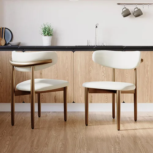Miniatura 14 de POVISON Juego de 2 sillas de comedor modernas, sillas de comedor negras sin brazos con cojines de arpillera y madera de fresno de color nogal