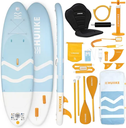 HUIIKE Tabla de Paddle Inflable para Adultos con Accesorios Incluidos, Remo, Aletas, Bomba. Tabla de Stand Up Paddle de Gran Estabilidad y