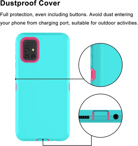 Miniatura 4 de Funda para Galaxy A51 4G (no compatible con la versión A51 5G), a prueba de golpes, resistente, resistente, de goma de plástico duro, 2 capas, funda