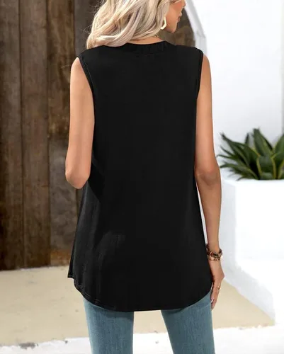 Miniatura 5 de Spadehill Camisetas sin mangas de gasa con cuello en V para mujer