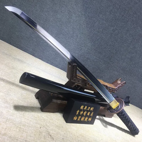Miniatura 7 de Katana corta hecha a mano japonesa Wakizashi Samurai Espada T10 Acero Arcilla Templada Hoja