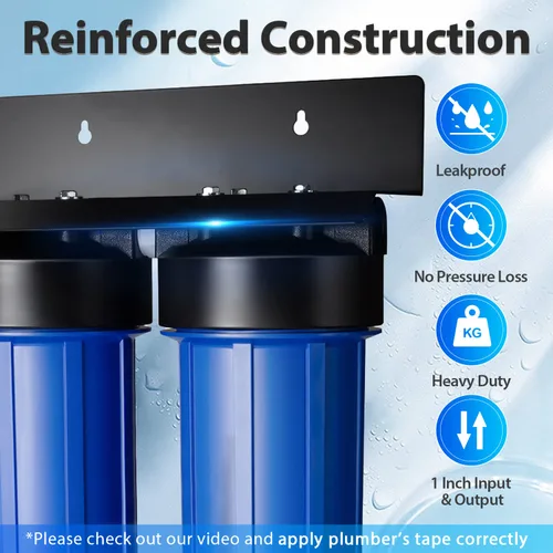 Miniatura 3 de iSpring Sistema de filtro de agua de 2 etapas para toda la casa con paquete de filtro de repuesto para sedimentos, cloro y más