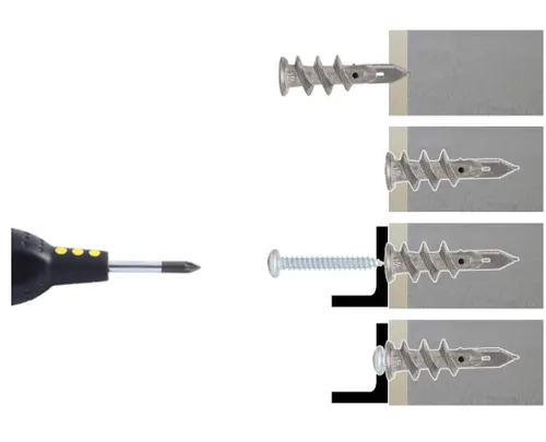 Miniatura 3 de Anclajes autoperforantes de zinc para paneles de yeso con kit de tornillos de acero inoxidable, anclajes de pared de metal resistente y tornillos #8