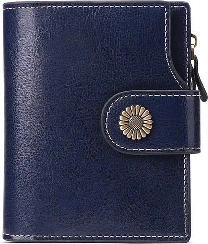 Miniatura 11 de FALAN MULE Cartera pequeña para mujer, de piel, plegable, compacta, pequeña, con bloqueo RFID, amarillo, antiguo (Antique Yellow), Cartera Rfid