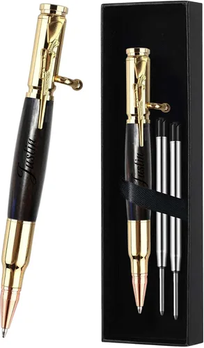 Miniatura 12 de Bolígrafo personalizado de acción de resorte, bolígrafo de bola de metal y madera grabado gratis con 2 recargas, bolígrafo personalizado con nombre