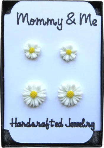 Miniatura 2 de Aretes de margaritas para mamá e hija, joyería de flores a juego para madre e hija