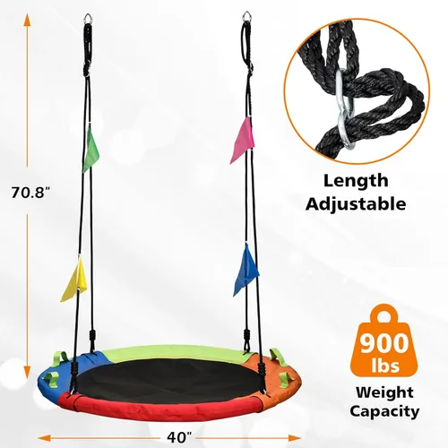 Miniatura 4 de Columpio para árbol, columpio de platillo, 40 pulgadas, capacidad de peso de 900 libras, con correas colgantes ajustables, para patio trasero al