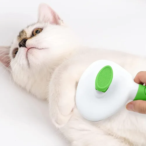 Miniatura 5 de Cepillos para gatos de interior, cepillo para perros para muda de pelo con peine metálico para gatos, cepillo autolimpiante para pelo de mascotas