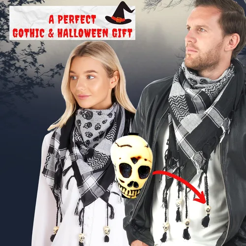 Miniatura 19 de LOVARZI Shemagh Cottons Arab Keffiyeh - Bufanda militar táctica para cabeza y cuello