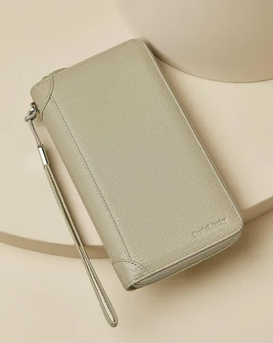 Miniatura 3 de DORIS&JACKY Cartera de cuero para mujer, con bloqueo RFID, gran capacidad, cremallera alrededor de las bolsas de viaje, Cartera RFID
