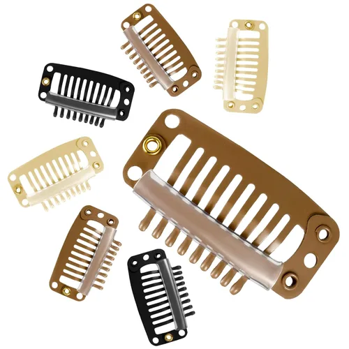 Miniatura 6 de WILLBOND - 30 piezas de broches para extensiones de pelo de 32 mm con 9 dientes, broches para pelucas y extensiones de pelo, peine pequeño
