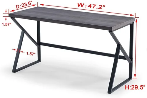 Miniatura 2 de HSH Escritorio para oficina en casa, escritorio industrial de metal y madera para computadora para PC, portátil, trabajo, escritura, estudio