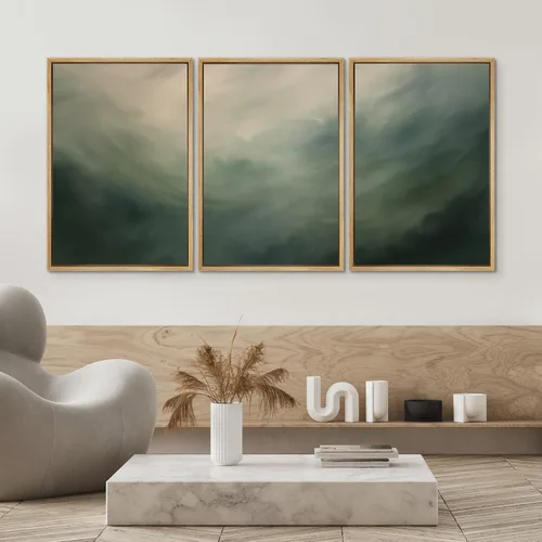 Miniatura 451 de SIGNWIN Lienzo enmarcado para pared, arte con pinceladas de flujo neutro en tonos beige abstractos, ilustraciones, arte moderno, decorativo
