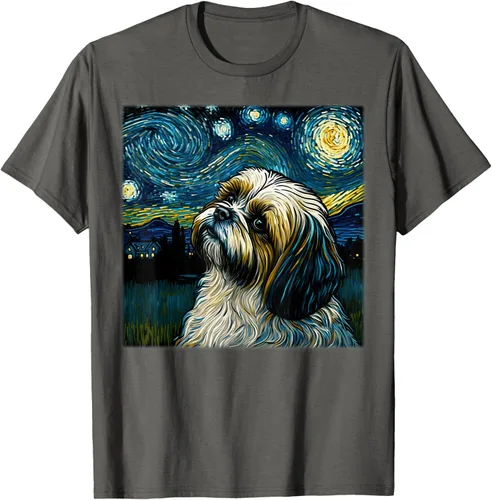 Miniatura 97 de Camiseta Surrealism Starry Night Shih Tzu Dog
