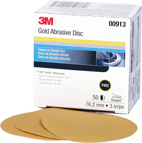 Miniatura 23 de 912 Hookit disco de arena P5A de 3" color oro de 3M, P400, 6, Dorado