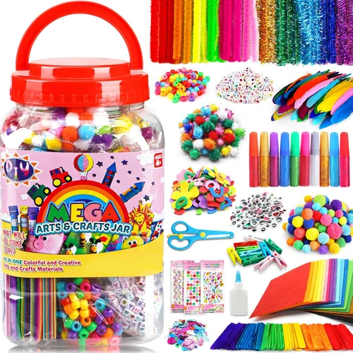 FunzBo suministros de arte y manualidades para niños – Kit de suministros de arte para manualidades para niños de 4 5 6 7 8 9 – todo en uno D.I.Y.