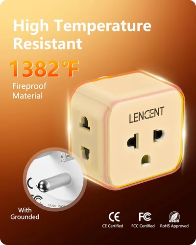 Miniatura 6 de LENCENT Adaptador de enchufe de EU a EE. UU., Adaptador de toma de EE. UU. a Europa, viaje de Europa a toma de EE. UU., extensor de toma de 3 lados