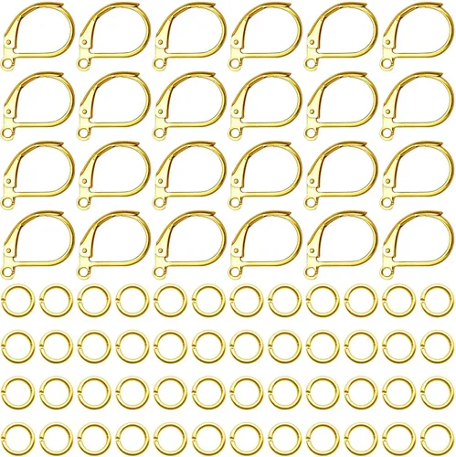 Juego de 200 ganchos para aretes con cierre de palanca, 100 ganchos para aretes franceses, alambres hipoalergénicos, ganchos para aretes franceses