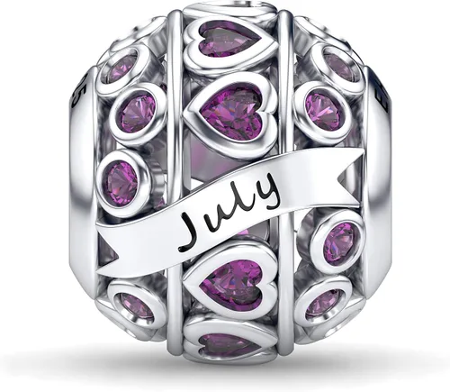 Miniatura 5 de Dijes de piedra natal de amor con corazón calado para pulseras y collares, plata de ley 925 con circonita cúbica 5A, regalos de joyería para mujeres