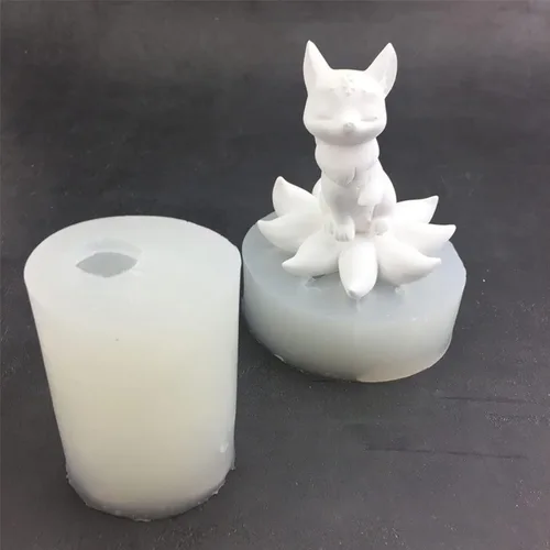 Miniatura 8 de Molde de resina epoxi con forma de zorros de nueve colas, antiadherente, vela perfumada, molde de silicona, manualidades de yeso, herramienta