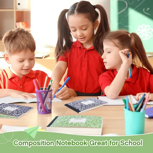 Miniatura 4 de Fainne Paquete de 30 cuadernos de composición de tamaño medio de 4-7/8 x 7-1/2 pulgadas de ancho, con rayas de media página, cuaderno de composición