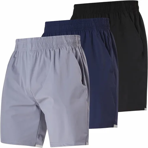Ultra Performance Paquete de 3 pantalones cortos de entrenamiento súper elásticos para hombre, pantalones cortos de correr para hombre, entrepierna