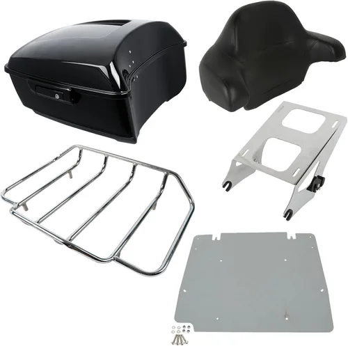 Miniatura 13 de XMT-MOTO King Tour Trunk + almohadilla de respaldo envolvente+estante de montaje negro+accesorios de acoplamiento para Harley Touring Road King Road